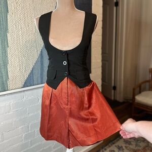 Theory High Waist Linen Blend Pleated Burnt Orange Shorts